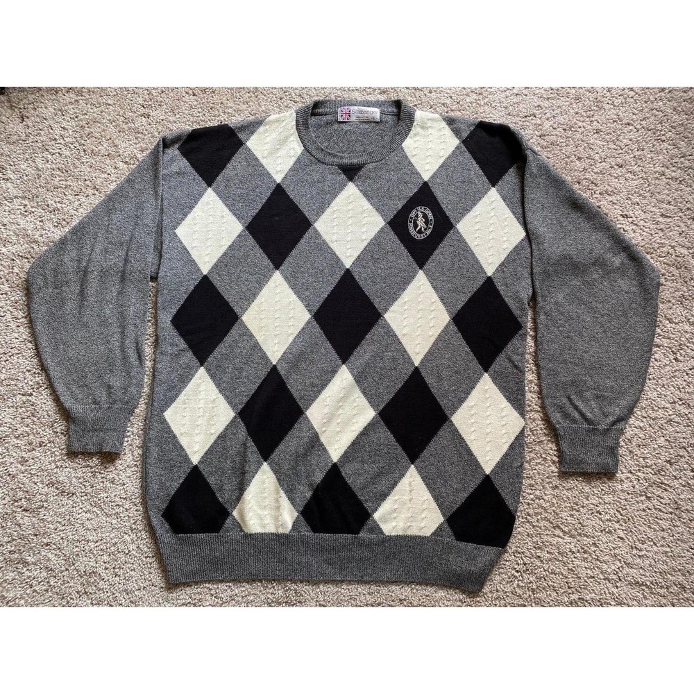 Slazenger Sweater Mens Large Argyle 1999 US Open Pinehurst Vintage Golf sku1